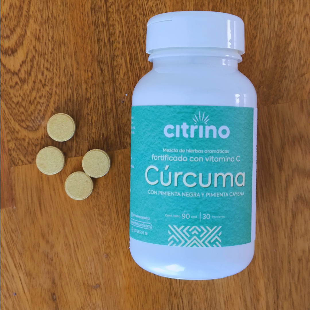 Citrino Cúrcuma con Pimienta Negra - Pimienta Cayena x 90 Tabletas